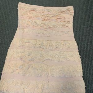 Express tube top lace ruffle dress